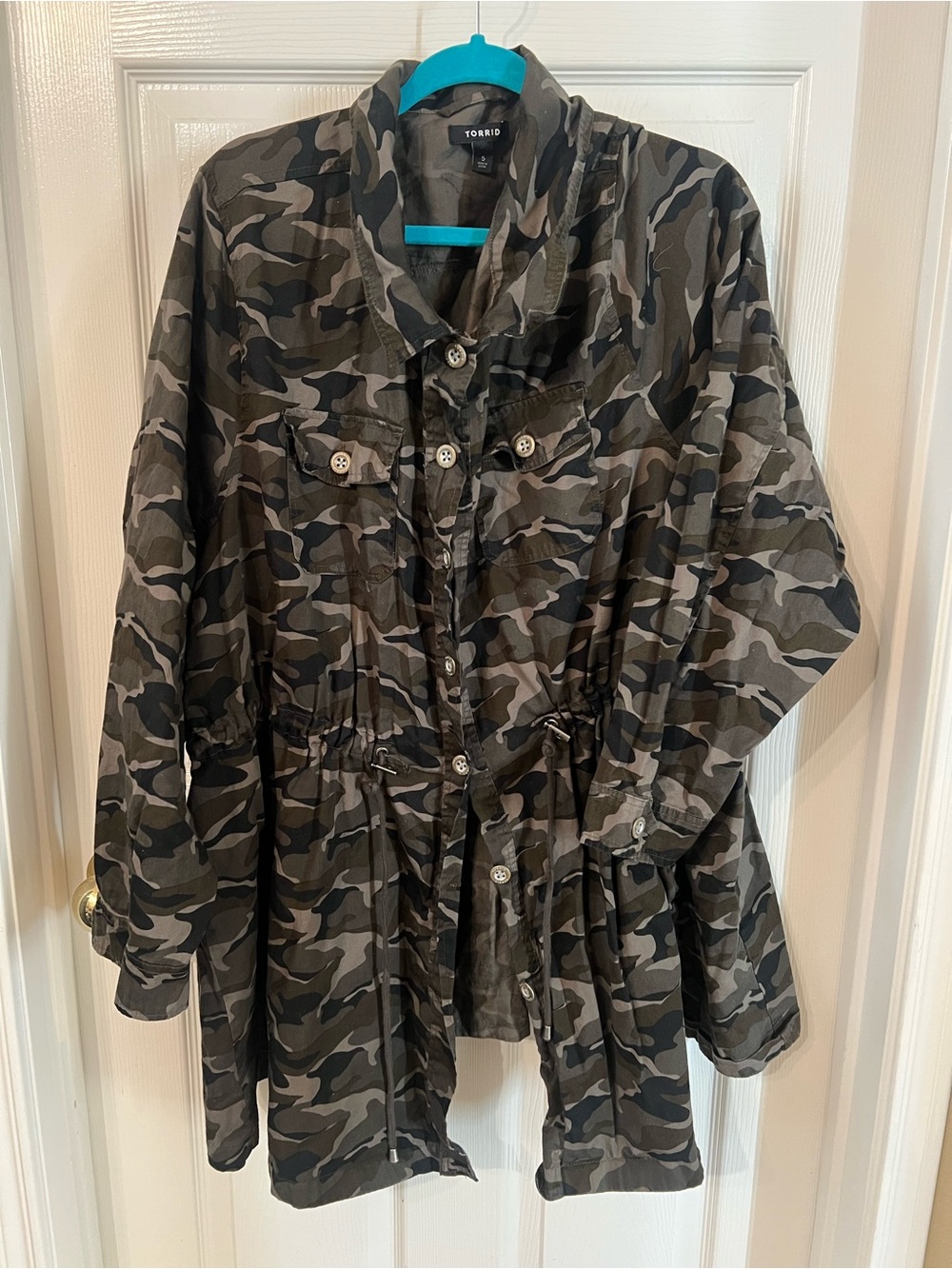 Torrid Olive Green Camo Drawstring Utility Jacket